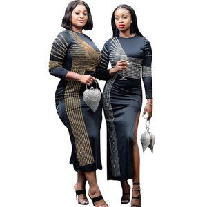 Sequin Long Sleeve Sexy Night / Evening Dress